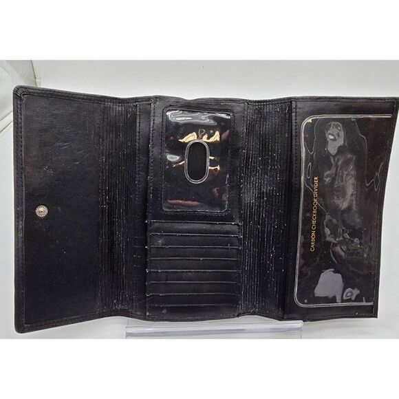 Fossil Black Leather Wallet With Multiple Card Slots & Zipper Pocket - Picture 3 of 4